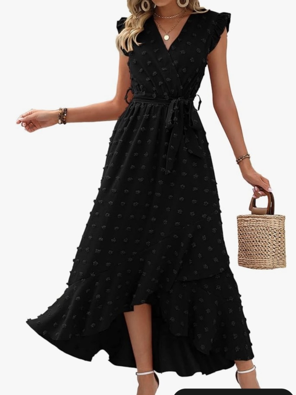 BTFBM Boho Dress Swiss Dot Pattern